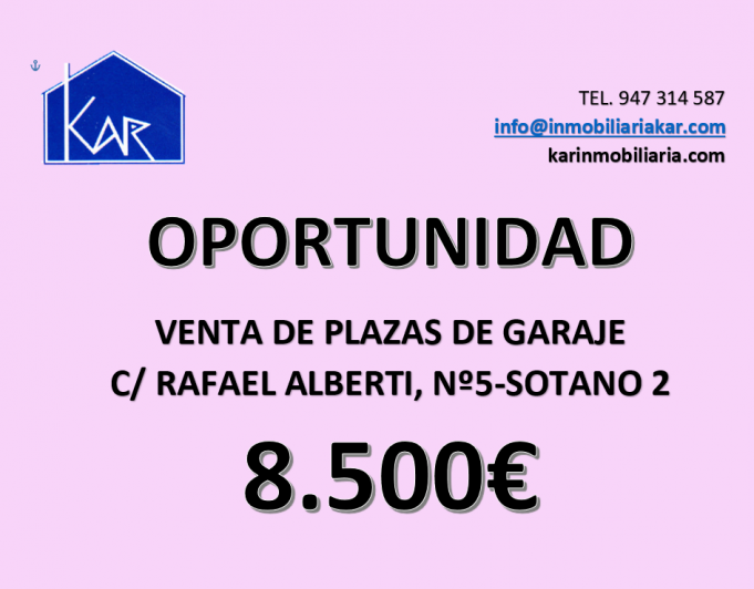 Venta de plazas de garaje y moto en C/ Rafael Alberti